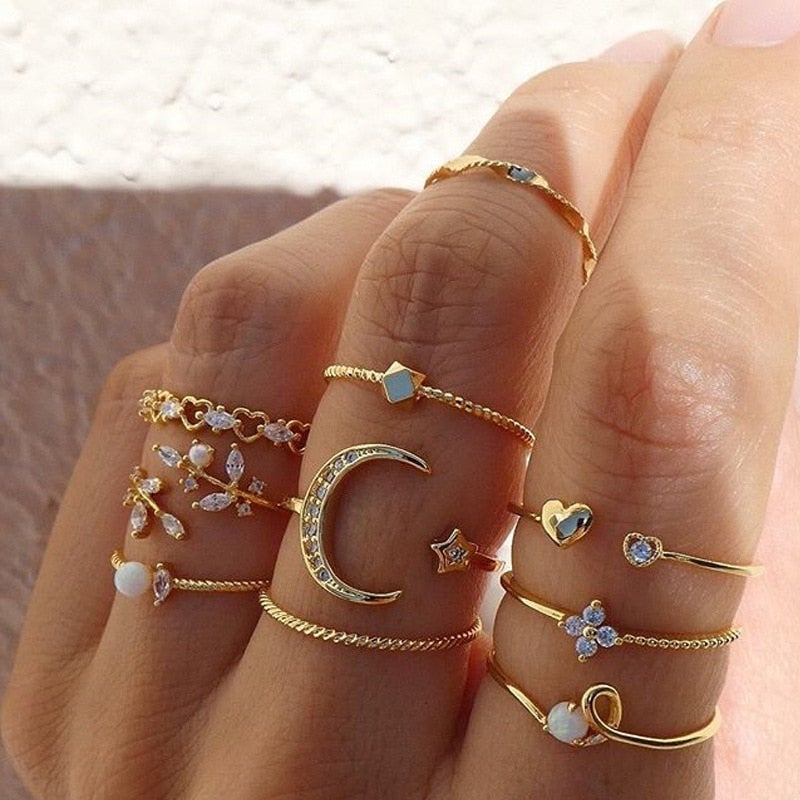 10 Pairs of Bohemian Silver and Gold Rings - Elena Harper