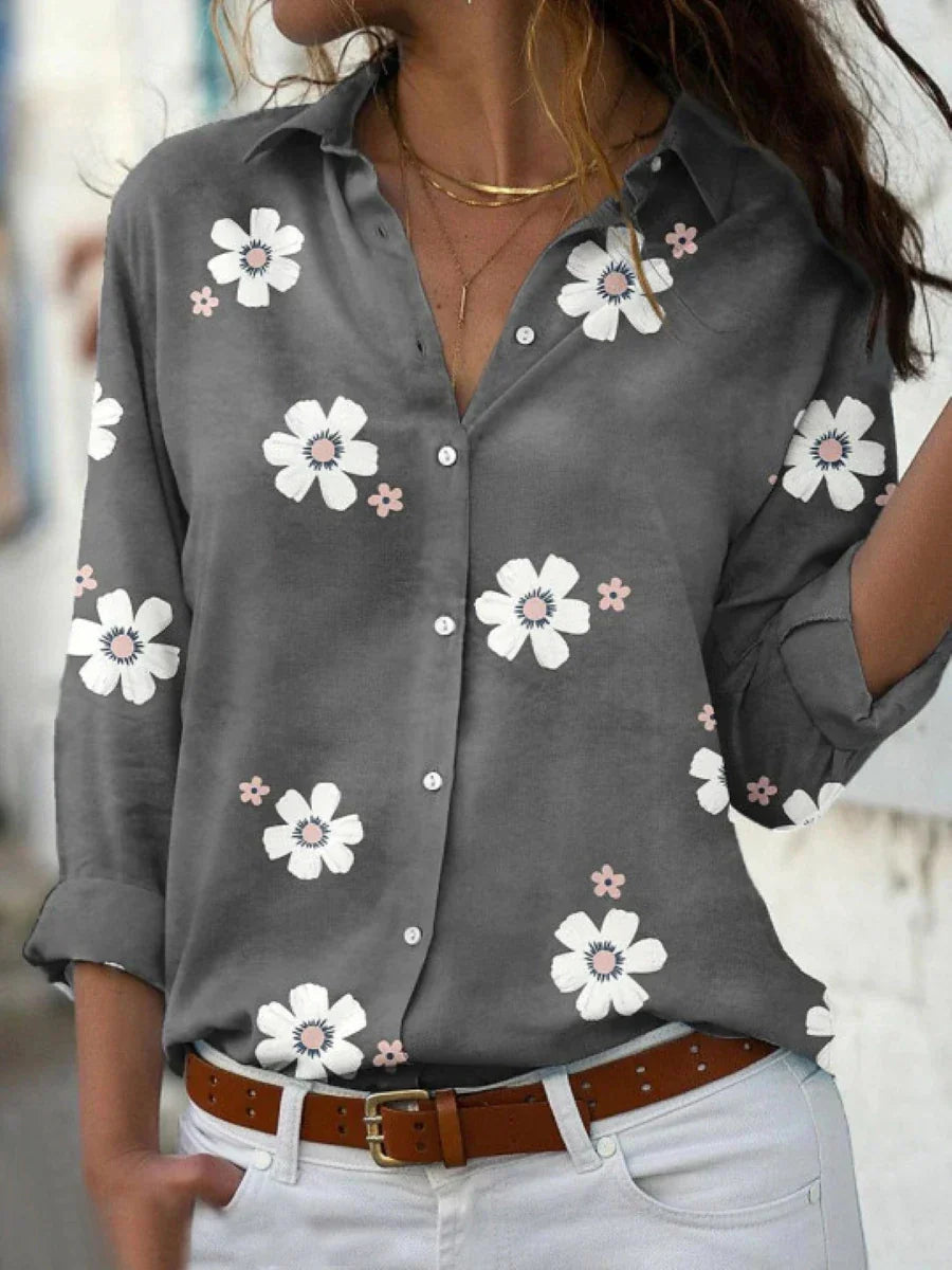 Lissy | Ladies' Floral Shirt with Buttons and Long Sleeves