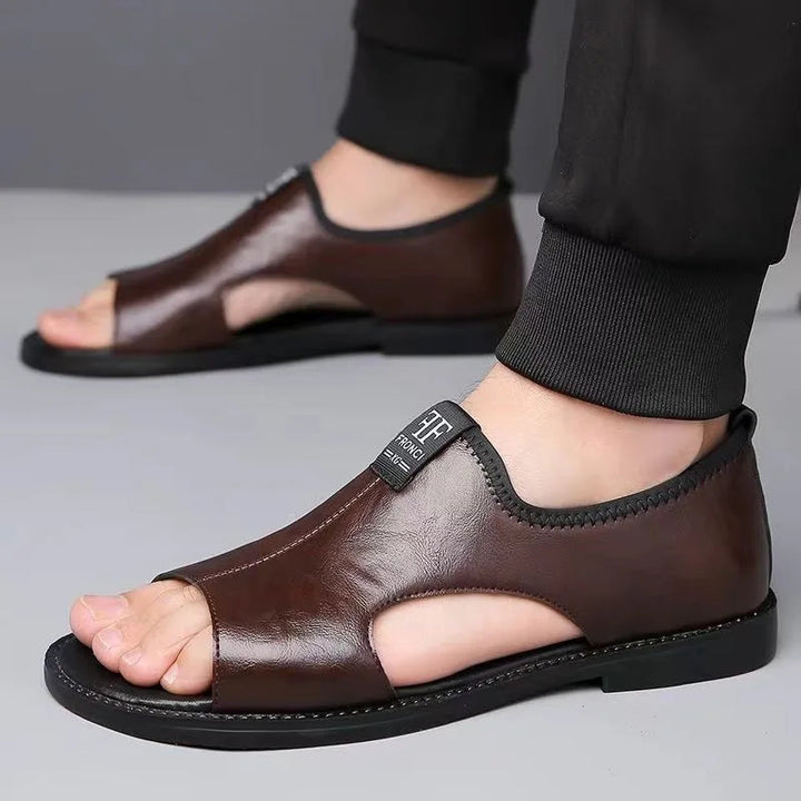 Boriss Comfortable Leather Sandal, view 5 - Elena Harper