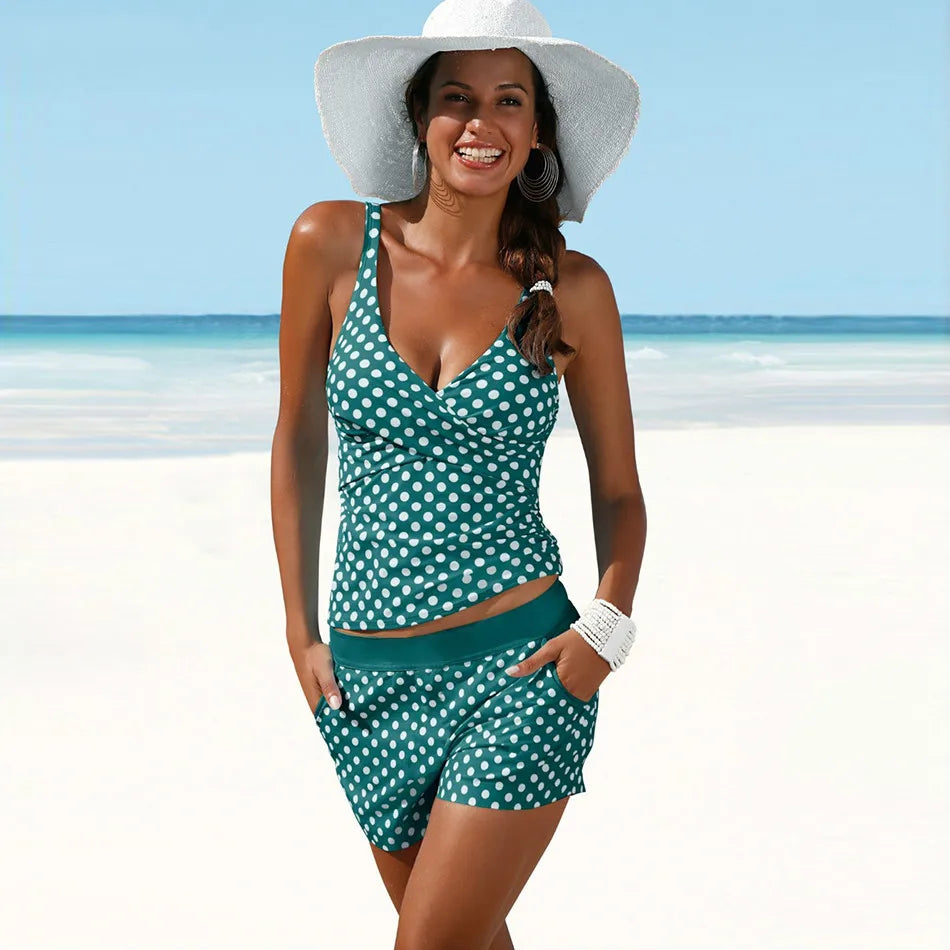 Maribel | Spotty tankini set with straps