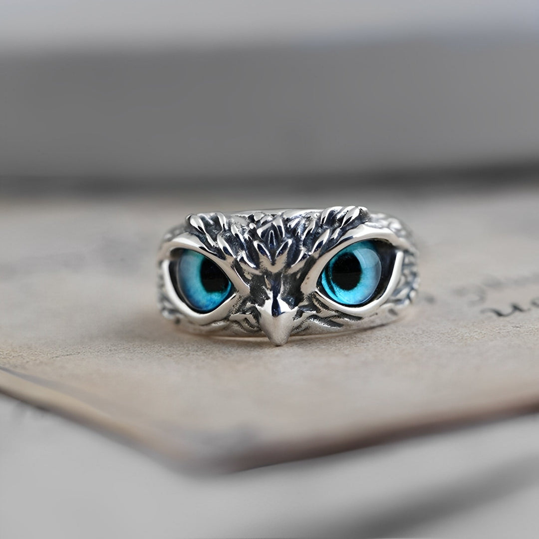 Brianna Customizable Lucky Ring with Owl Motif, view 2 - Elena Harper