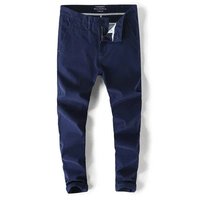 Emma & Rose Manhattan Grant™ Slim Straight Chino in khaki, showing front view with belt loops and classic fit.