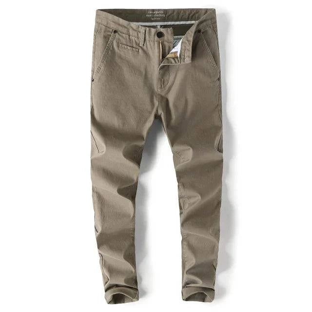 Emma & Rose Manhattan Grant™ Slim Straight Chino in beige, showing front view with fit and fabric texture.