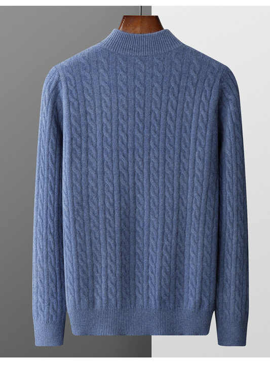 Emma & Rose cashmere woven half-zip sweater — premium knitwear