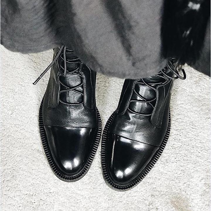 Leather Lace-Up Ankle Boots