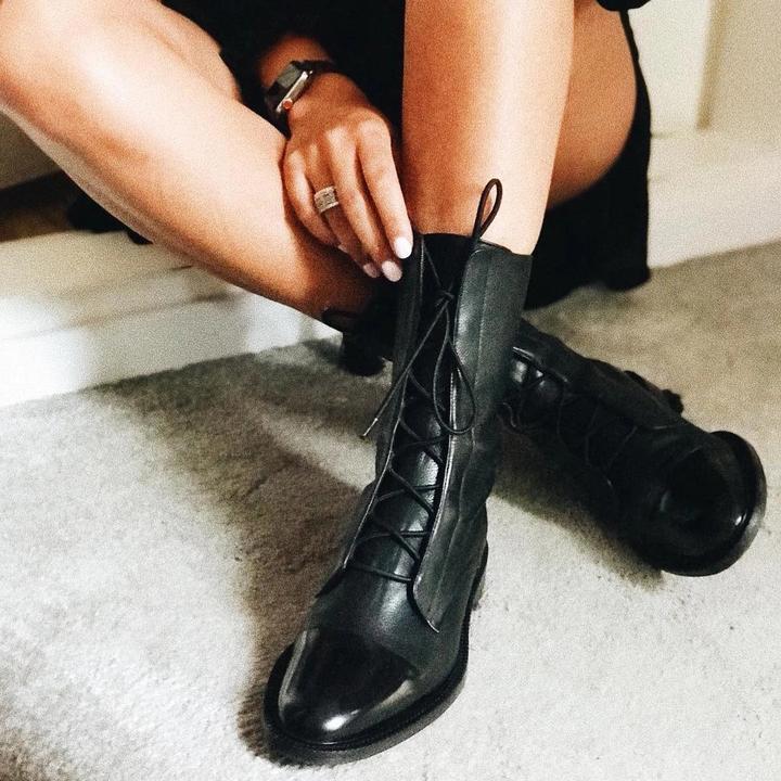 Leather Lace-Up Ankle Boots