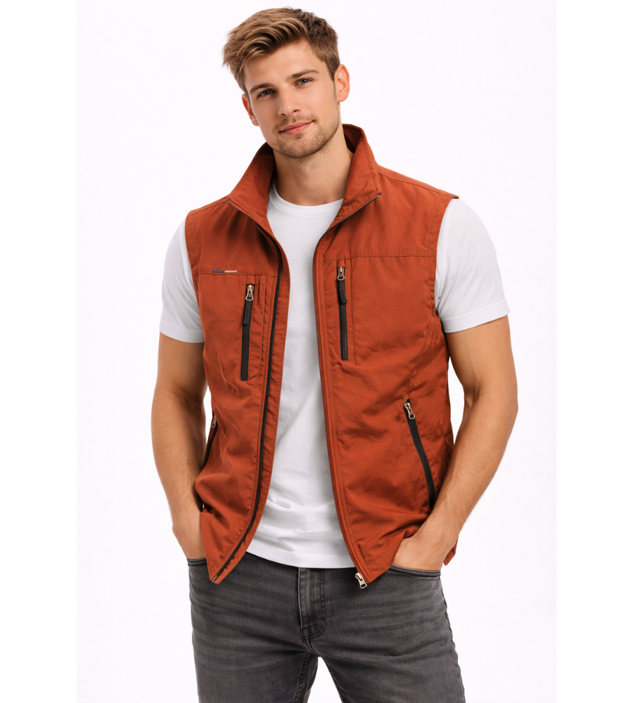 Men's Zip-Up Bodywarmer with High Collar - Practical and Versatile