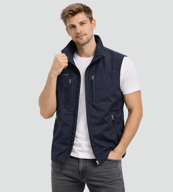 Men's Zip-Up Bodywarmer with High Collar - Practical and Versatile