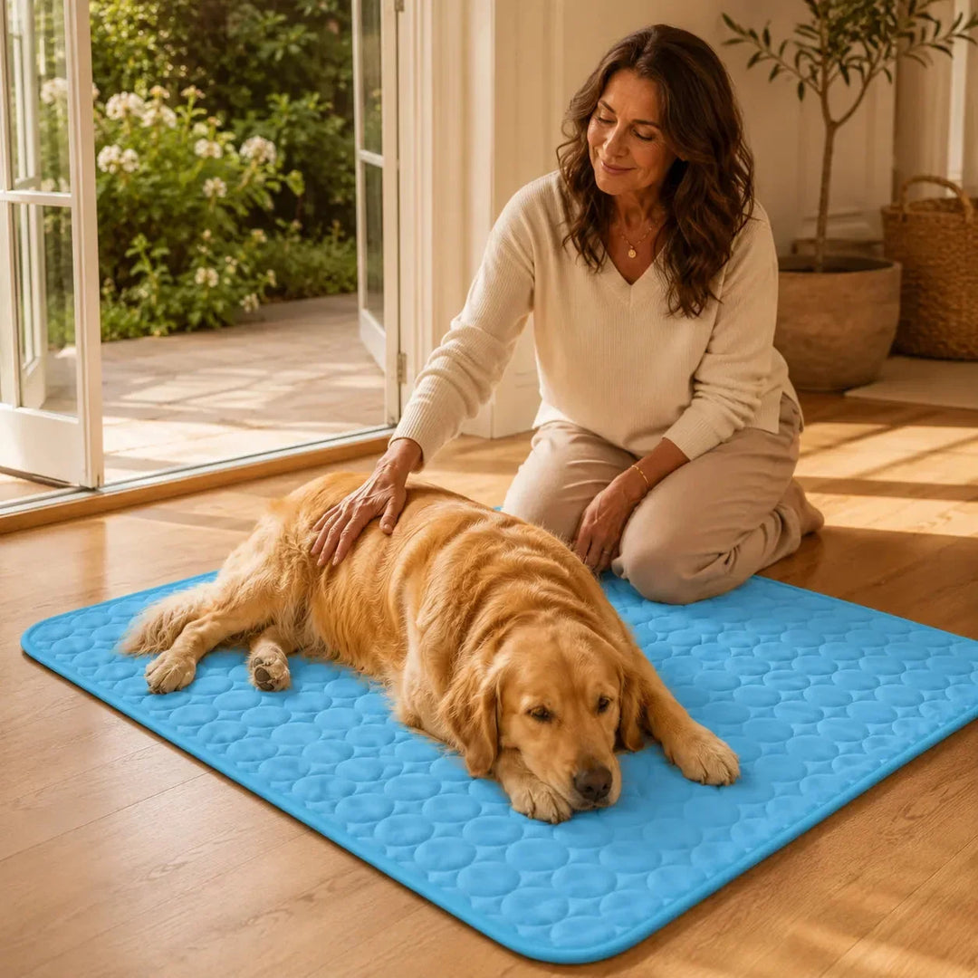 Coolo Self-Cooling Pet Mat, Ice Silk-like Dog Cooling Pad, No-Freezer Cooling Mat for Dogs, view 2 - Elena Harper