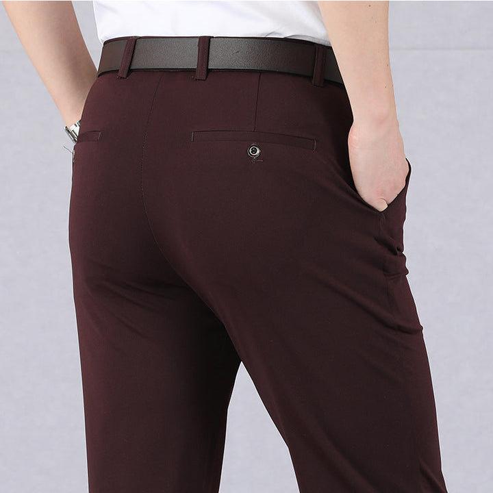 Men's Pants Elastic High Waist Non-Iron Light with Stain Protection