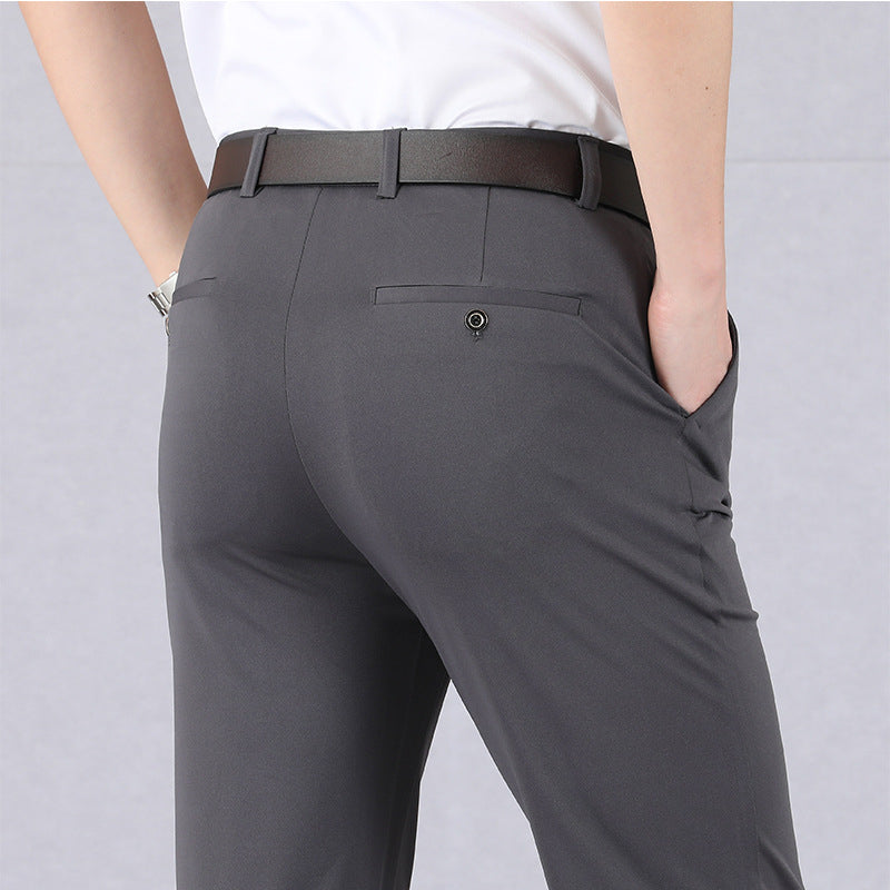Men's Pants Elastic High Waist Non-Iron Light with Stain Protection