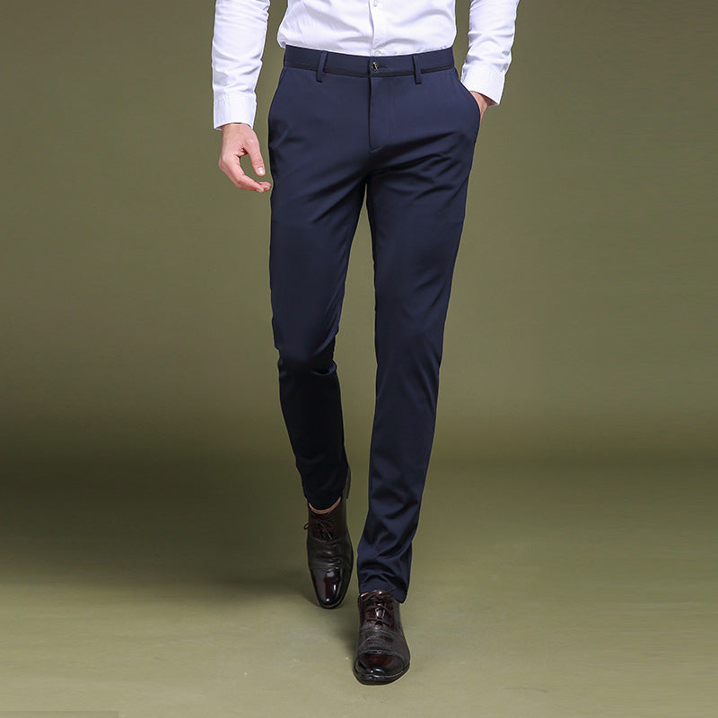 Men's Pants Elastic High Waist Non-Iron Light with Stain Protection