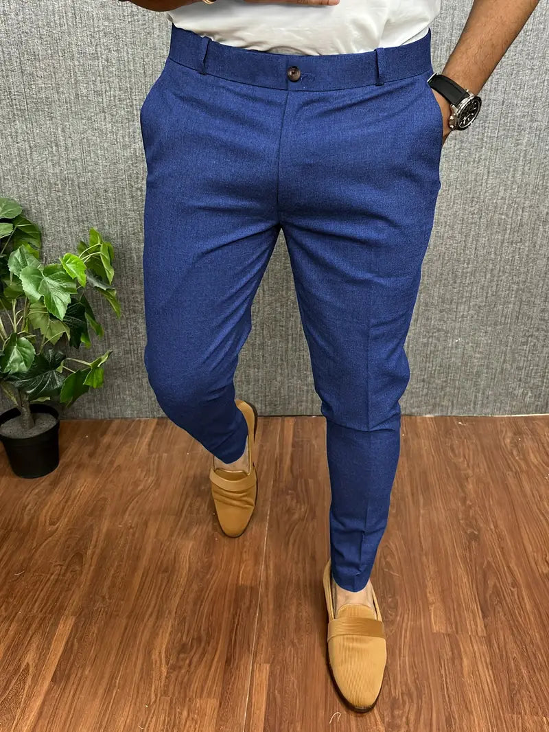 Men's Pants Modern Straight Leg Elastic Waist with Stretch Comfort