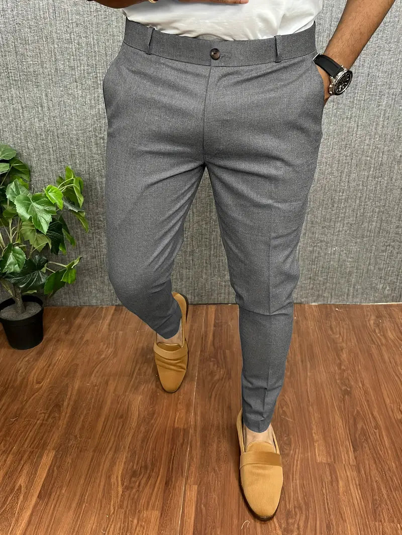 Men's Pants Modern Straight Leg Elastic Waist with Stretch Comfort