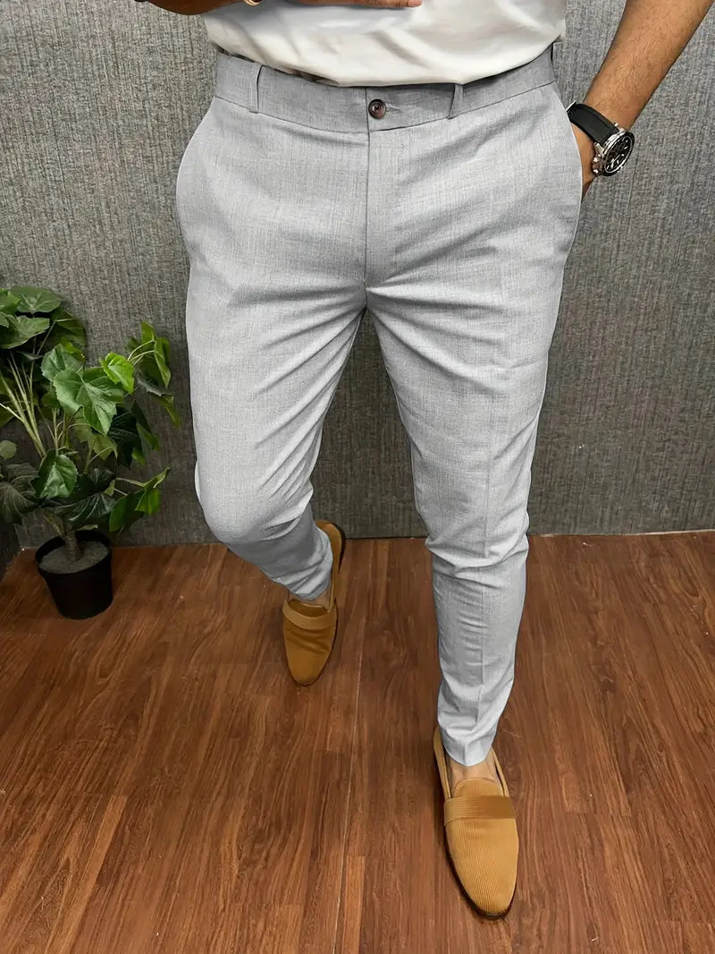 Men's Pants Modern Straight Leg Elastic Waist with Stretch Comfort