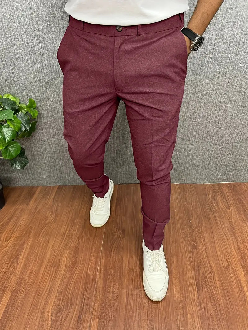 Men's Pants Modern Straight Leg Elastic Waist with Stretch Comfort