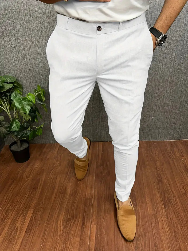Men's Pants Modern Straight Leg Elastic Waist with Stretch Comfort