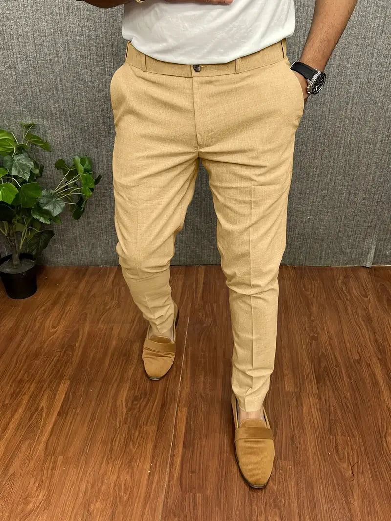 Men's Pants Modern Straight Leg Elastic Waist with Stretch Comfort