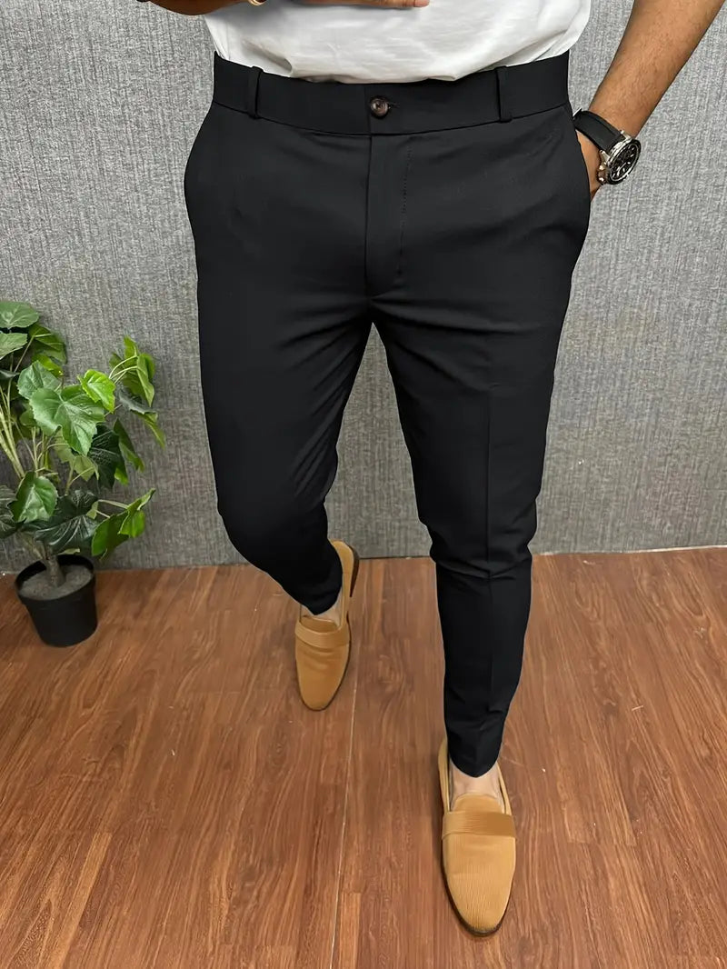 Men's Pants Modern Straight Leg Elastic Waist with Stretch Comfort
