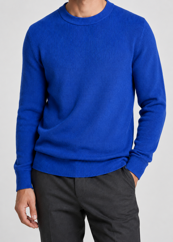 Men's Sweater Knitted Rib Pattern Long Sleeve Regular Fit with Comfortable Fit