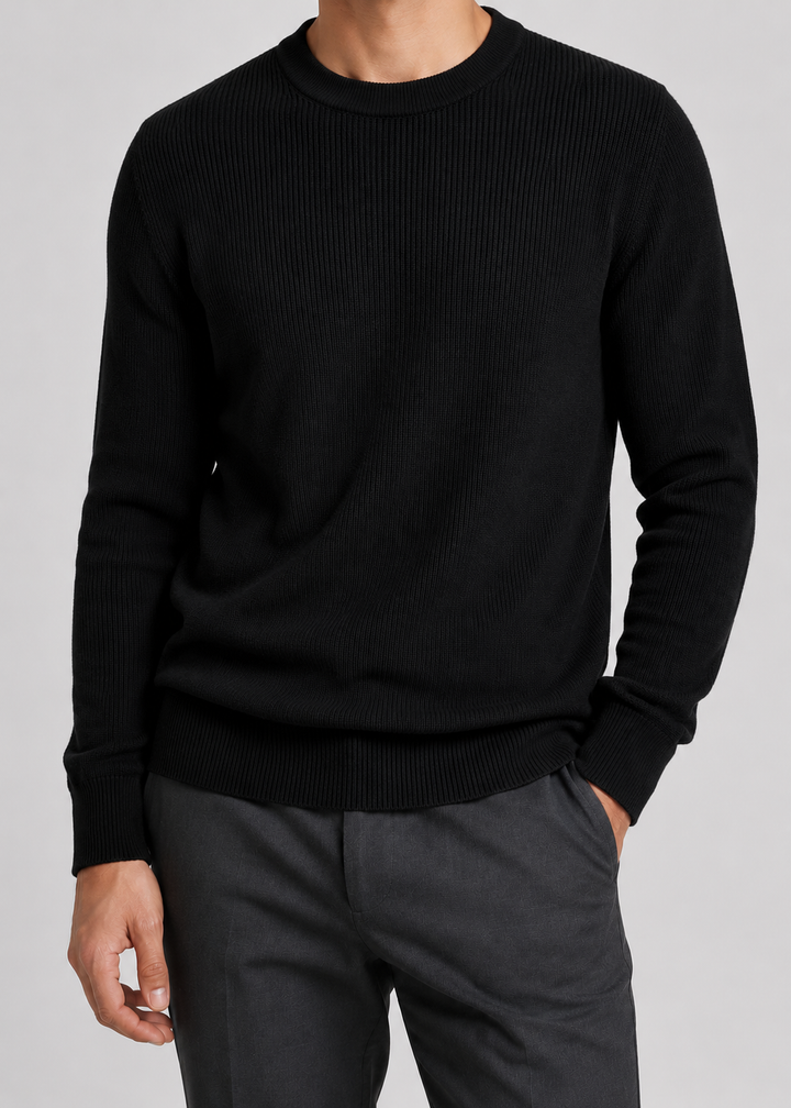 Men's Sweater Knitted Rib Pattern Long Sleeve Regular Fit with Comfortable Fit