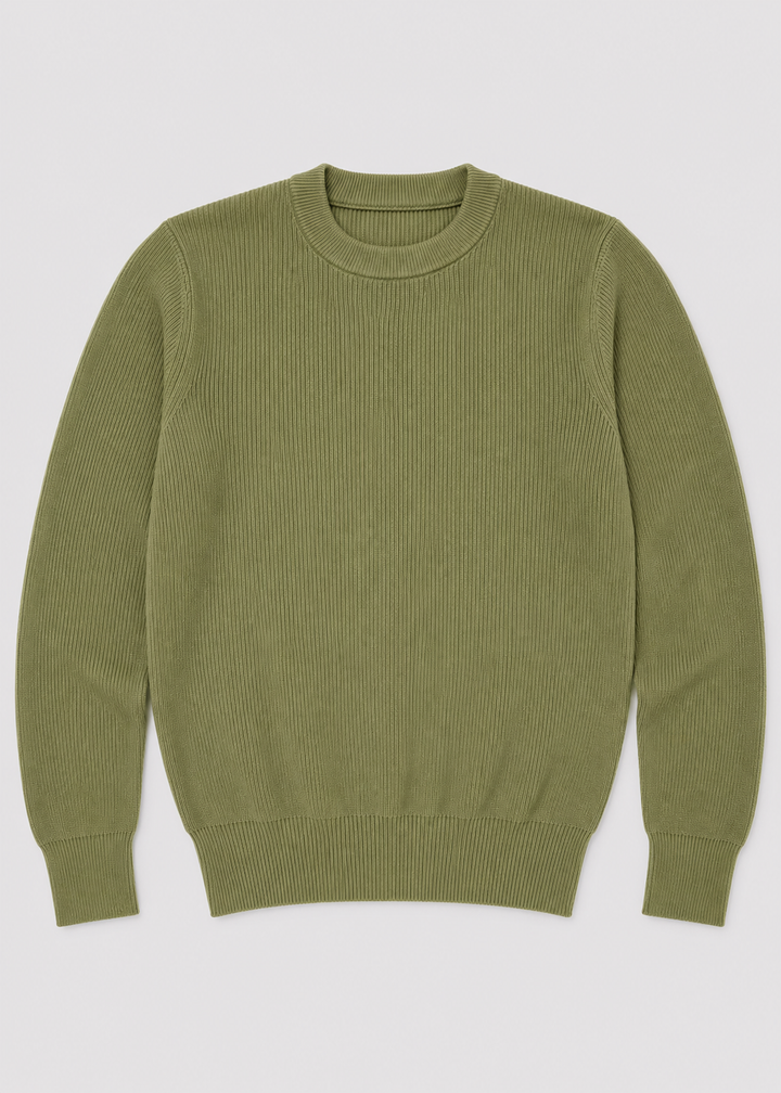Men's Sweater Knitted Rib Pattern Long Sleeve Regular Fit with Comfortable Fit