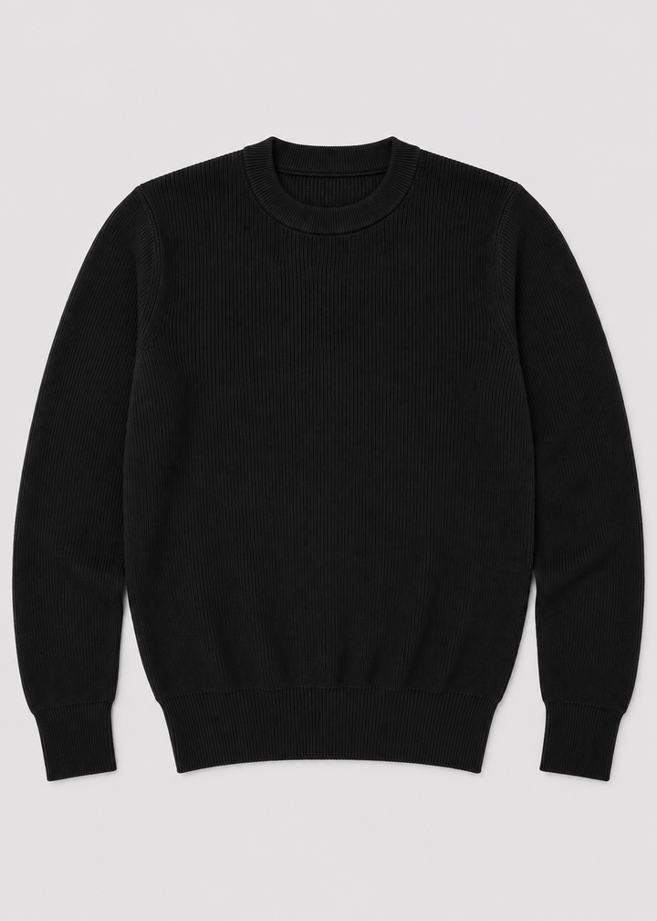 Men's Sweater Knitted Rib Pattern Long Sleeve Regular Fit with Comfortable Fit