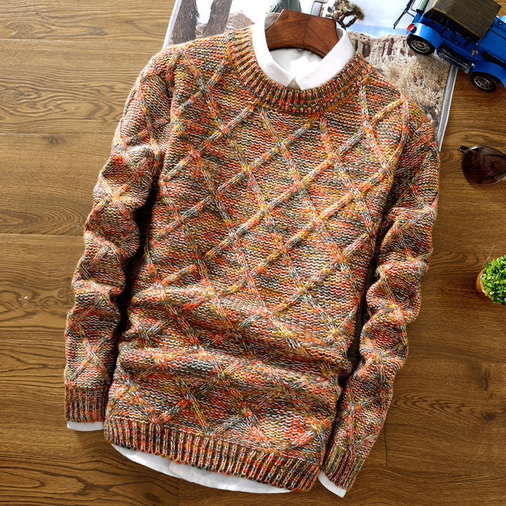 Men's Pullover Simple Versatile Long Sleeve with Round Neck
