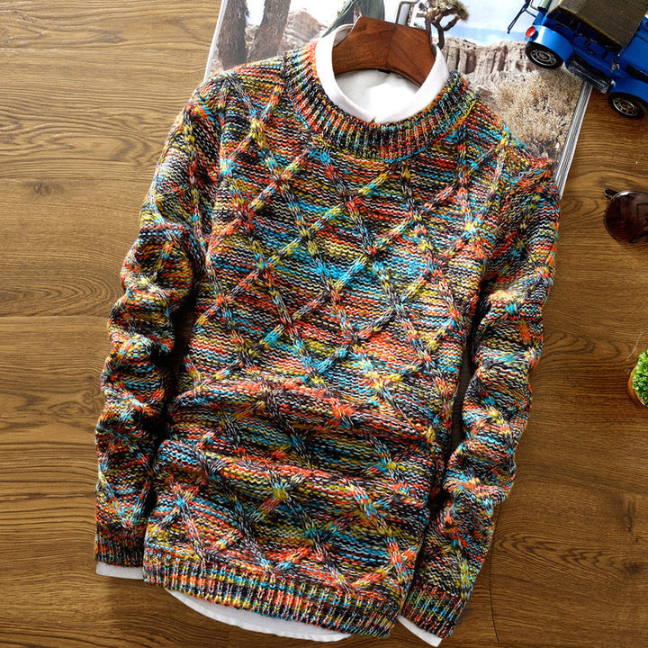 Men's Pullover Simple Versatile Long Sleeve with Round Neck