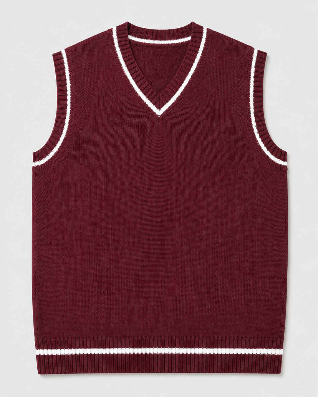Men's V-Neck Sweater Vest Regular Fit with Ribbed Hem