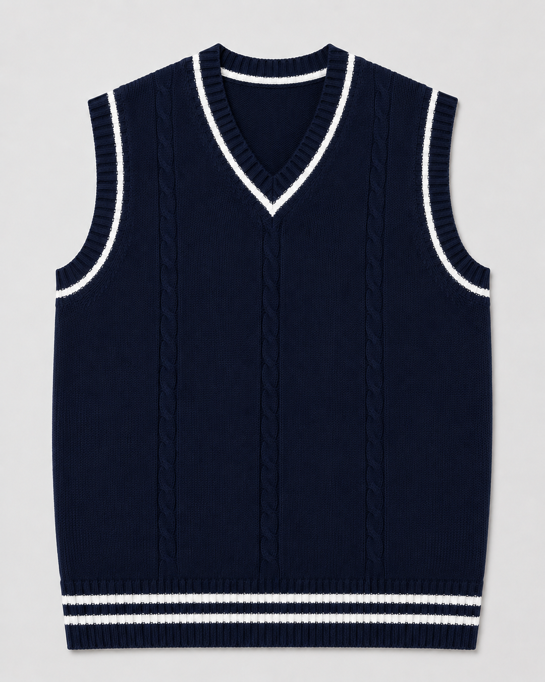 Men's V-Neck Sweater Vest Regular Fit with Ribbed Hem