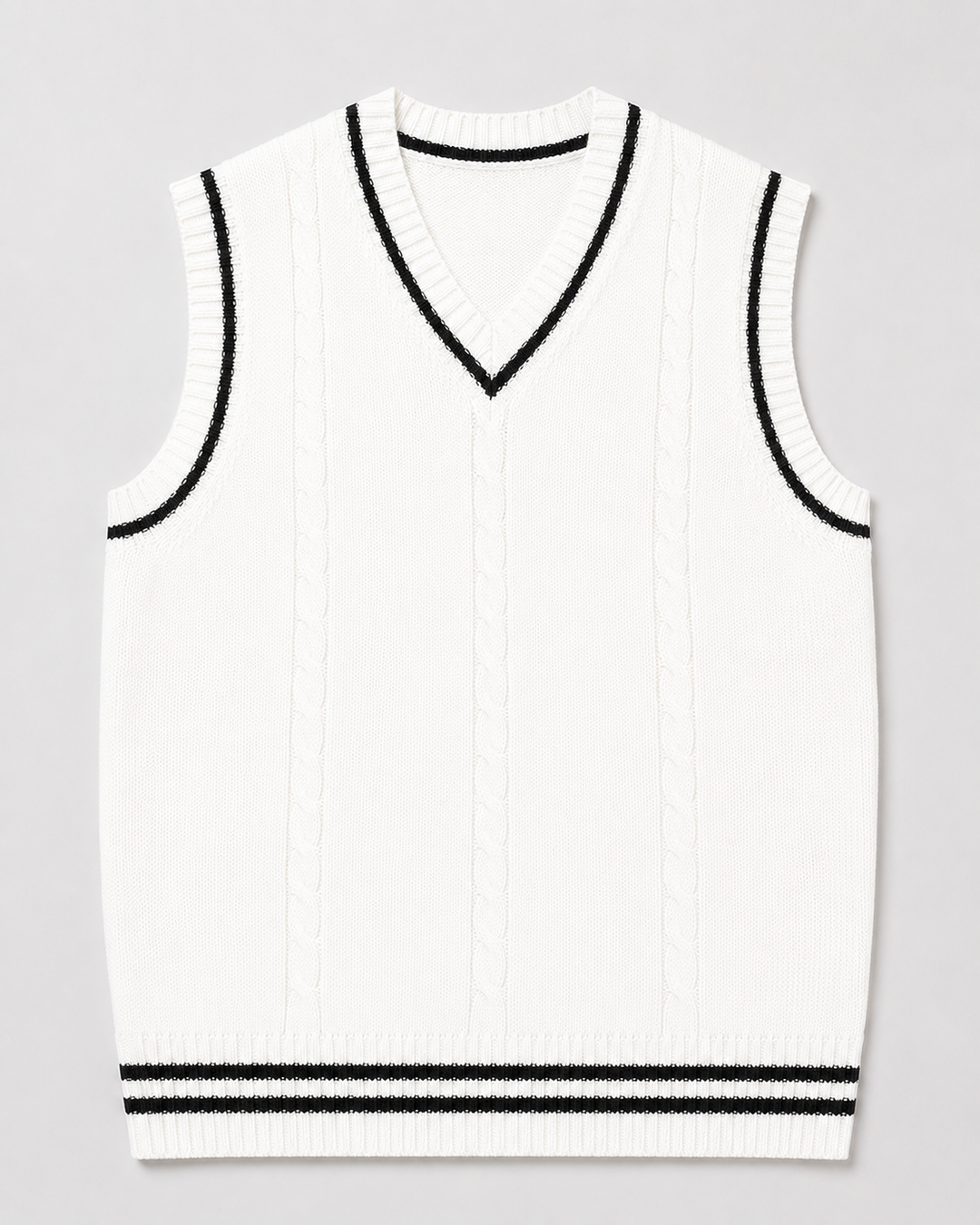 Men's V-Neck Sweater Vest Regular Fit with Ribbed Hem