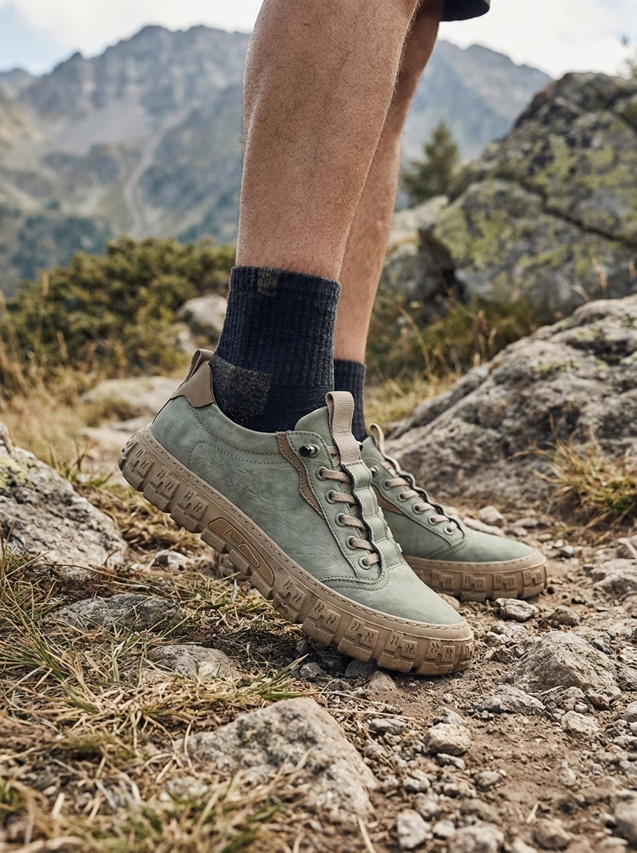 Men's Casual Sneakers with Classic Lacing and Distinctive Sole Design