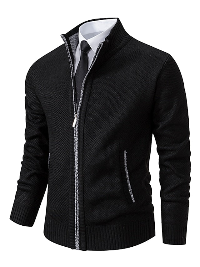 Men's Cardigan Regular Fit Long Sleeve Versatile with Zipper