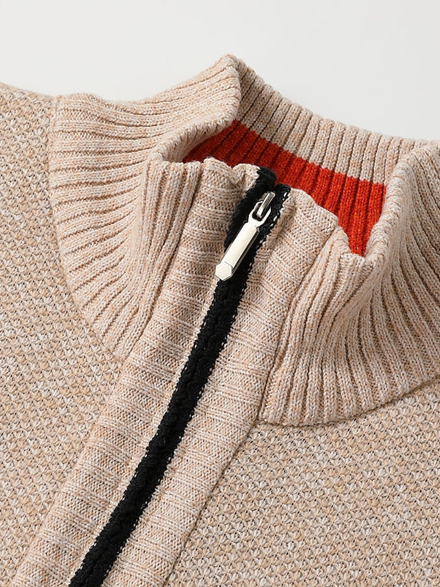 Men's Cardigan Regular Fit Long Sleeve Versatile with Zipper