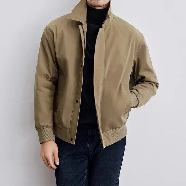 Men's Transitional Jacket with Defined Collar, Lightly Lined and Button Placket