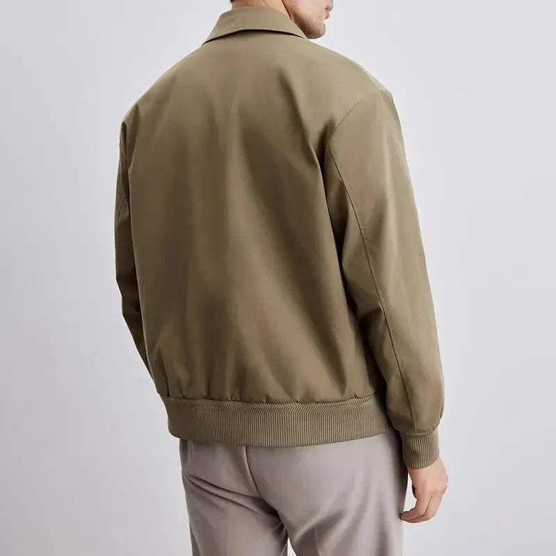 Men's Transitional Jacket with Defined Collar, Lightly Lined and Button Placket