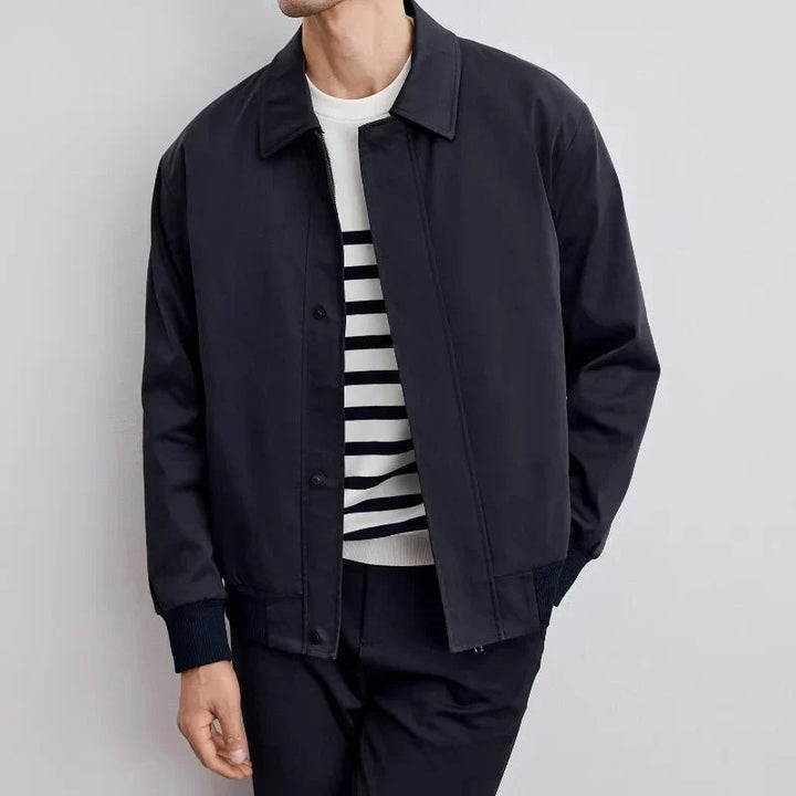 Men's Transitional Jacket with Defined Collar, Lightly Lined and Button Placket