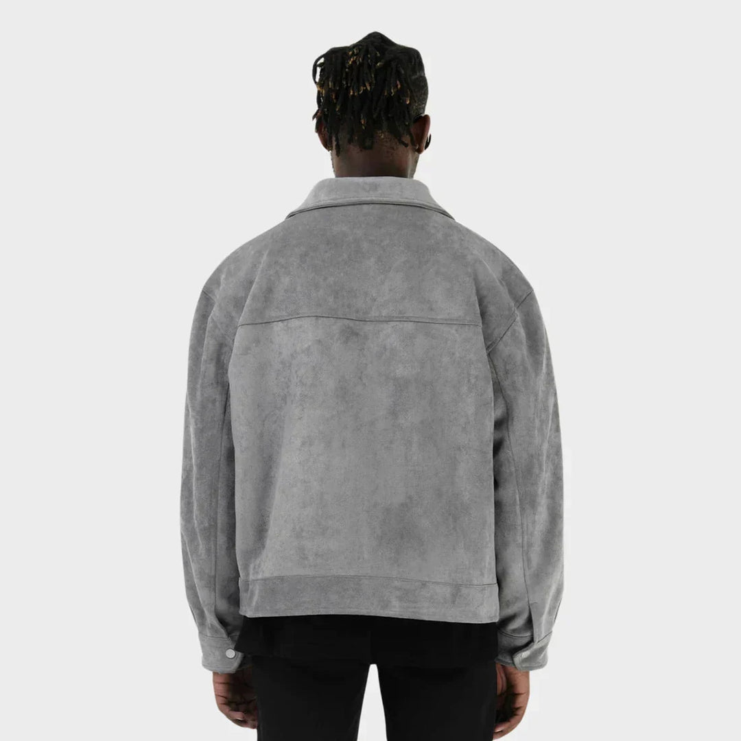 Men's Transitional Jacket with Stand-Up Collar, Straight Fit, and Zipper