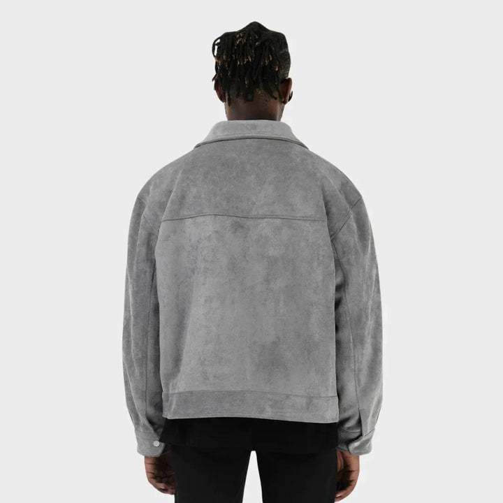 Men's Transitional Jacket with Stand-Up Collar, Straight Fit, and Zipper