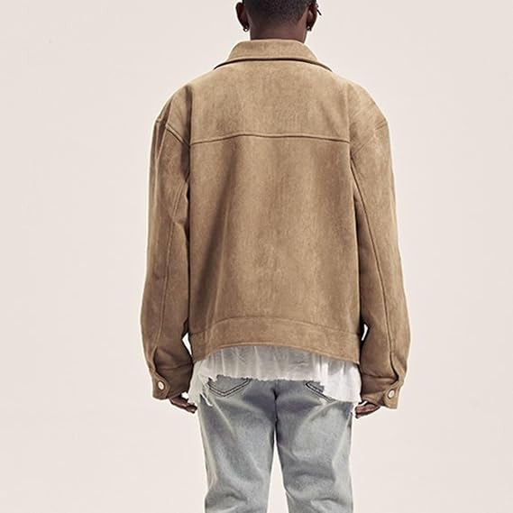 Men's Transitional Jacket with Stand-Up Collar, Straight Fit, and Zipper