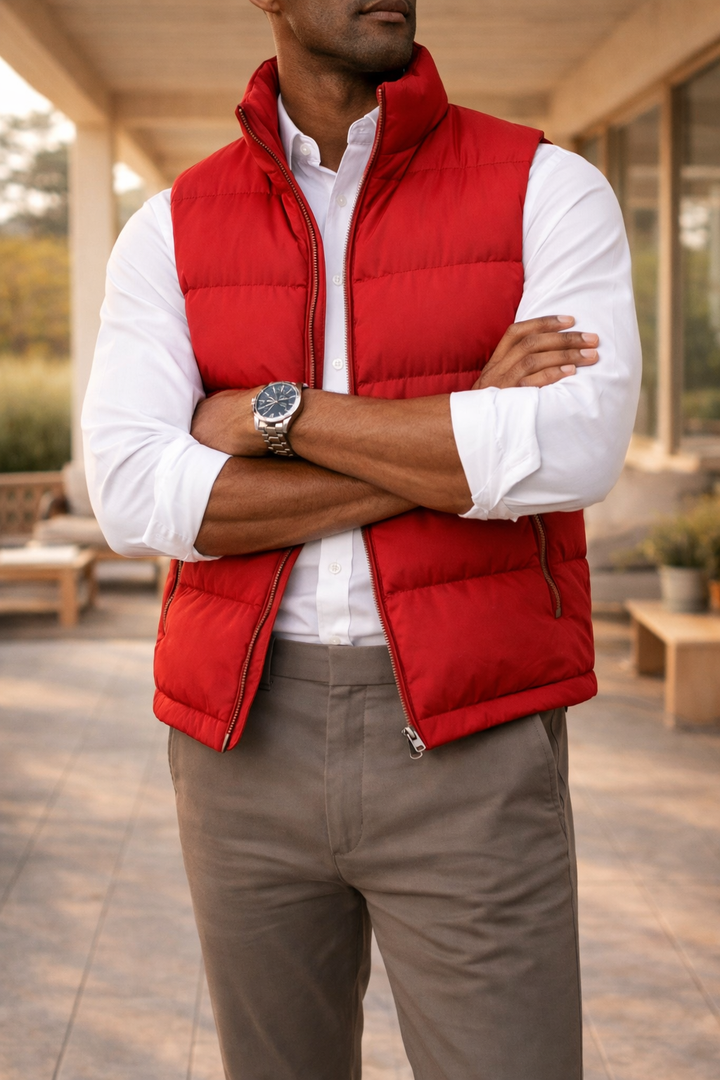Men's Quilted Vest Sleeveless Regular Fit with Zipper