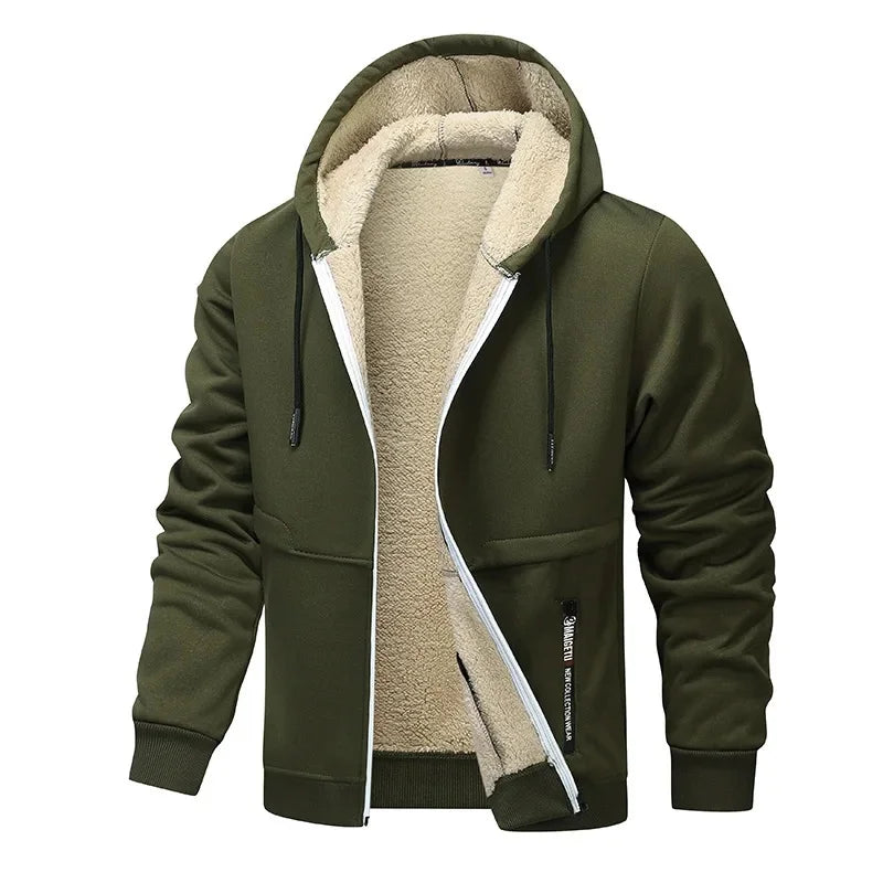Men's Zip Sherpa Lined Hoodie – Premium Warm Casual Jacket