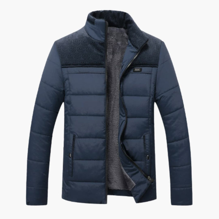 Modern Fleece Quilted Jacket for Men – Elegant High Collar