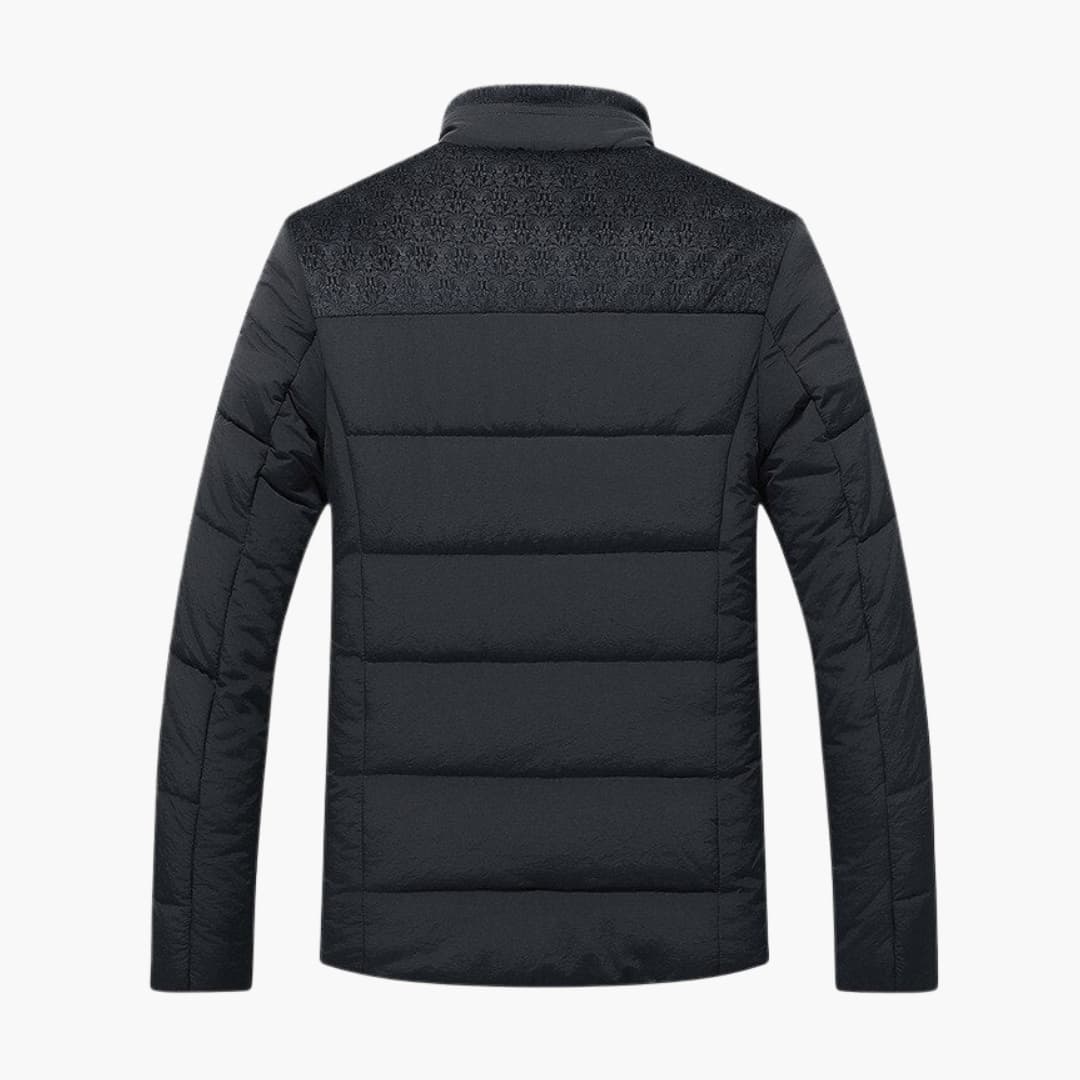 Modern Fleece Quilted Jacket for Men – Elegant High Collar