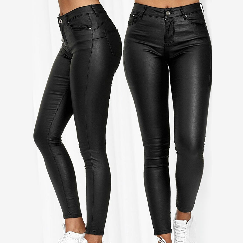 Leather Stretch Pants with High Waist Raffaela, view 7 - Elena Harper