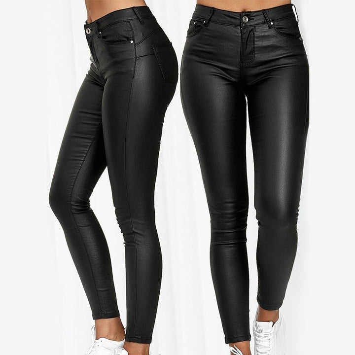 Leather Stretch Pants with High Waist Raffaela, view 7 - Elena Harper