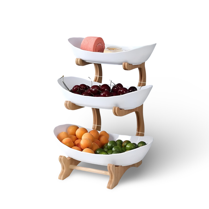 Mehrstöckiger Obstkorb aus Holz - Moderner Obstständer