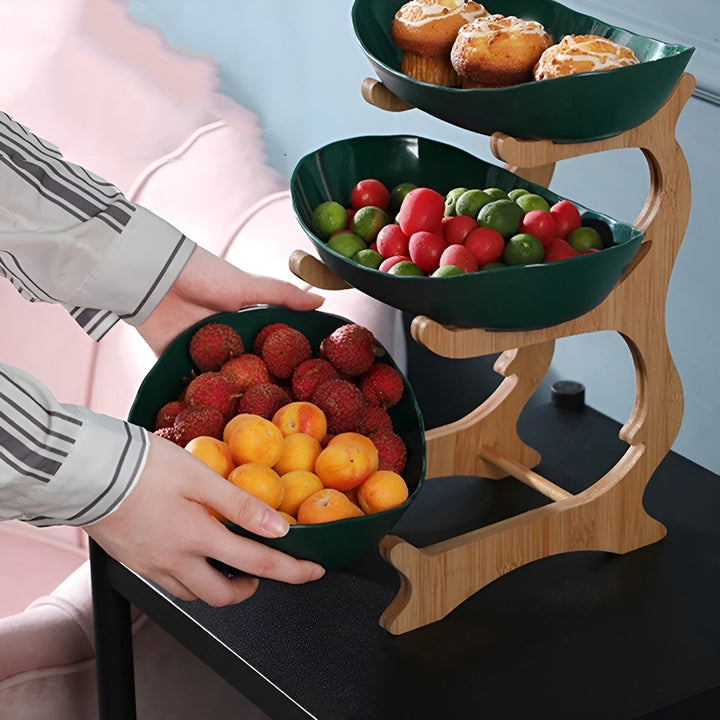 Mehrstöckiger Obstkorb aus Holz - Moderner Obstständer