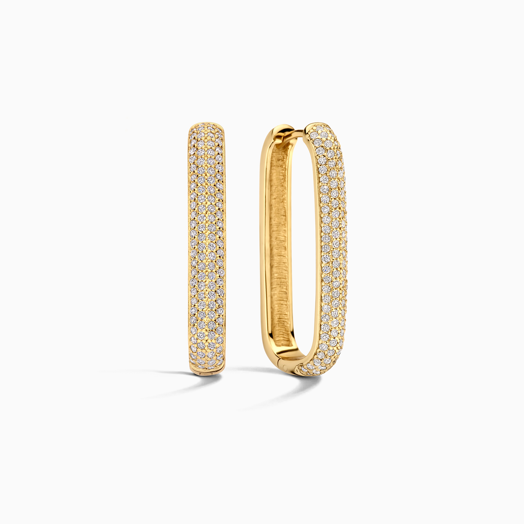 Pavé-shaped earrings with large icon 16k Gold - Elena Harper